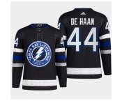 Men Tampa Bay Lightning #44 Calvin De Haan Black Alternate Premier Breakaway Stitched Jersey