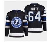 Men Tampa Bay Lightning #64 Tyler Motte Black Alternate Premier Breakaway Stitched Jersey