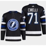 Men Tampa Bay Lightning #71 Anthony Cirelli Black Alternate Premier Breakaway Stitched Jersey