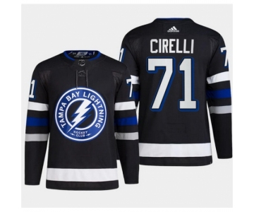 Men Tampa Bay Lightning #71 Anthony Cirelli Black Alternate Premier Breakaway Stitched Jersey