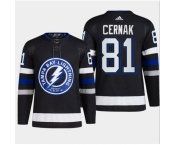 Men Tampa Bay Lightning #81 Erik Cernak Black Alternate Premier Breakaway Stitched Jersey