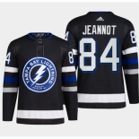 Men Tampa Bay Lightning #84 Tanner Jeannot Black Alternate Premier Breakaway Stitched Jersey