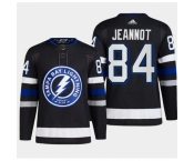 Men Tampa Bay Lightning #84 Tanner Jeannot Black Alternate Premier Breakaway Stitched Jersey