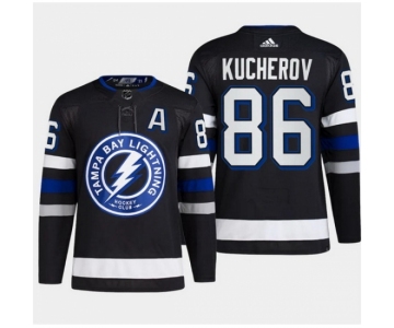 Men Tampa Bay Lightning #86 Nikita Kucherov Black Alternate Premier Breakaway Stitched Jersey