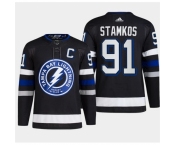 Men Tampa Bay Lightning #91 Steven Stamkos Black Alternate Premier Breakaway Stitched Jersey