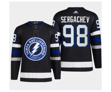 Men Tampa Bay Lightning #98 Mikhail Sergachev Black Alternate Premier Breakaway Stitched Jersey