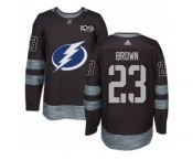 Men's Adidas Tampa Bay Lightning #23 J.T. Brown Authentic Black 1917-2017 100th Anniversary NHL Jersey