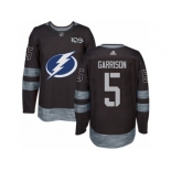 Men's Adidas Tampa Bay Lightning #5 Jason Garrison Authentic Black 1917-2017 100th Anniversary NHL Jersey