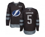 Men's Adidas Tampa Bay Lightning #5 Jason Garrison Authentic Black 1917-2017 100th Anniversary NHL Jersey