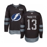 Men's Lightning #13 Cedric Paquette Black 1917-2017 100th Anniversary Stitched Hockey Jersey