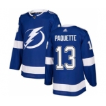 Men's Lightning #13 Cedric Paquette Blue Home Authentic Stitched Hockey Jersey