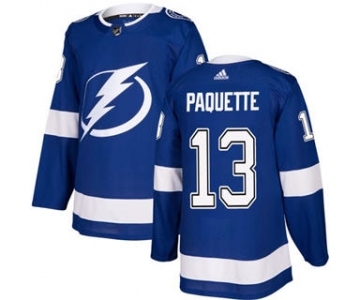 Men's Lightning #13 Cedric Paquette Blue Home Authentic Stitched Hockey Jersey