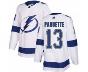 Men's Lightning #13 Cedric Paquette White Road Authentic Stitched Hockey Jersey