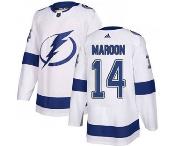 Men's Lightning #14 Pat Maroon White Road Authentic Stitched Hockey Jersey