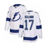 Men's Lightning #17 Alex Killorn White Road Authentic Stitched Hockey Jersey