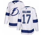 Men's Lightning #17 Alex Killorn White Road Authentic Stitched Hockey Jersey