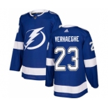 Men's Lightning #23 Carter Verhaeghe Blue Home Authentic Stitched Hockey Jersey