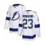 Men's Lightning #23 Carter Verhaeghe White Road Authentic Stitched Hockey Jersey