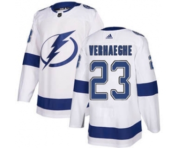 Men's Lightning #23 Carter Verhaeghe White Road Authentic Stitched Hockey Jersey