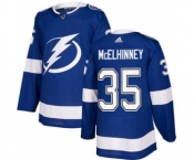 Men's Lightning #35 Curtis McElhinney Blue Home Authentic Stitched Hockey Jersey