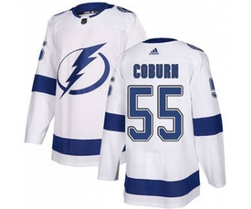 Men's Lightning #55 Braydon Coburn White Road Authentic Stitched Hockey Jersey