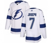 Men's Lightning #7 Mathieu Joseph White Road Authentic Stitched Hockey Jersey