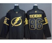 Men's Lightning #86 Nikita Kucherov Black Gold Authentic Stitched Hockey Jersey