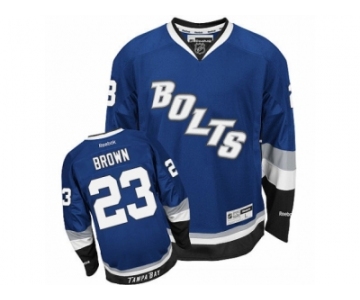 Men's Reebok Tampa Bay Lightning #23 J.T. Brown Authentic Royal Blue Third NHL Jersey