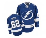 Men's Reebok Tampa Bay Lightning #62 Andrej Sustr Authentic Royal Blue Home NHL Jersey