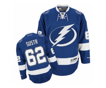 Men's Reebok Tampa Bay Lightning #62 Andrej Sustr Authentic Royal Blue Home NHL Jersey