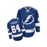 Men's Reebok Tampa Bay Lightning #64 Matthew Spencer Authentic Royal Blue Home NHL Jersey