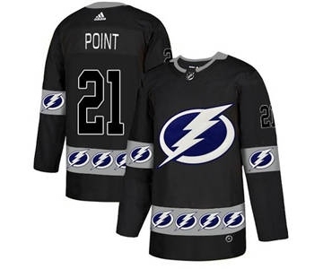 Men's Tampa Bay Lightning #21 Brayden Point Black Team Logo Fashion Stitched Hockey Jersey