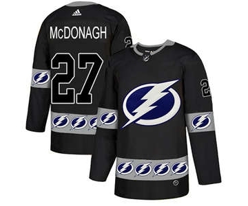 Men's Tampa Bay Lightning #27 Ryan McDonagh Black Team Logo Fashion Stitched Hockey Jersey