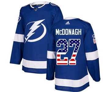 Men's Tampa Bay Lightning #27 Ryan McDonagh Blue Home USA Flag Stitched Hockey Jersey