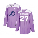 Men's Tampa Bay Lightning #27 Ryan McDonagh Purple Fights Cancer Stitched Hockey Jersey