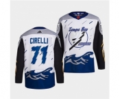 Men's Tampa Bay Lightning #71 Anthony Cirelli White 2022 Reverse Retro Stitched Jersey