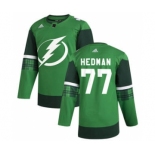 Men's Tampa Bay Lightning #77 Victor Hedman 2020 St. Patrick's Day Stitched Hockey Jersey Green