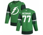 Men's Tampa Bay Lightning #77 Victor Hedman 2020 St. Patrick's Day Stitched Hockey Jersey Green