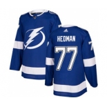 Men's Tampa Bay Lightning #77 Victor Hedman Blue Home Stitched Hockey Jersey