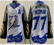 Men's Tampa Bay Lightning #77 Victor Hedman White 2022 Reverse Retro Authentic Jersey