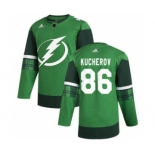 Men's Tampa Bay Lightning #86 Nikita Kucherov 2020 St. Patrick's Day Stitched Hockey Jersey Green