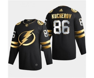 Men's Tampa Bay Lightning #86 Nikita Kucherov Black Golden Edition Limited Stitched Hockey Jersey