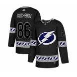 Men's Tampa Bay Lightning  #86 Nikita Kucherov Black Team Logo Fashion Stitched Hockey Jersey