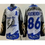 Men's Tampa Bay Lightning #86 Nikita Kucherov White 2022 Reverse Retro Authentic Jersey