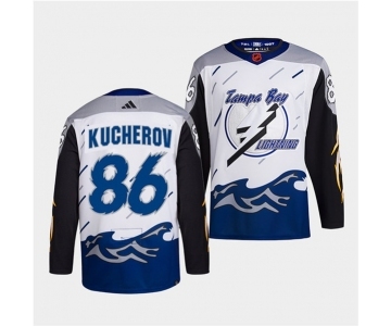 Men's Tampa Bay Lightning #86 Nikita Kucherov White 2022 Reverse Retro Stitched Jersey