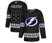 Men's Tampa Bay Lightning #88 Andrei Vasilevskiy Black Team Logo Fashion Stitched Hockey Jersey