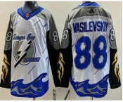 Men's Tampa Bay Lightning #88 Andrei Vasilevskiy White 2022 Reverse Retro Authentic Jersey