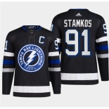 Men's Tampa Bay Lightning #91 Steven Stamkos Black 2024 Stadium Series Stitched Jersey