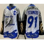 Men's Tampa Bay Lightning #91 Steven Stamkos White 2022 Reverse Retro Authentic Jersey