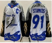 Men's Tampa Bay Lightning #91 Steven Stamkos White 2022 Reverse Retro Authentic Jersey